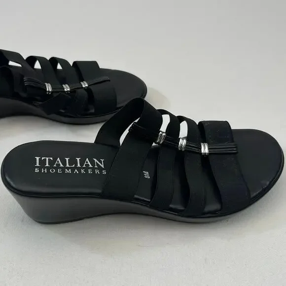 Italian Shoemakers Black Elastic Sandals Womens Size 8 - Picture 2 of 8